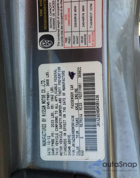 2013 Nissan 370Z Base from USA, damaged, VIN JN1AZ4EH8DM381436